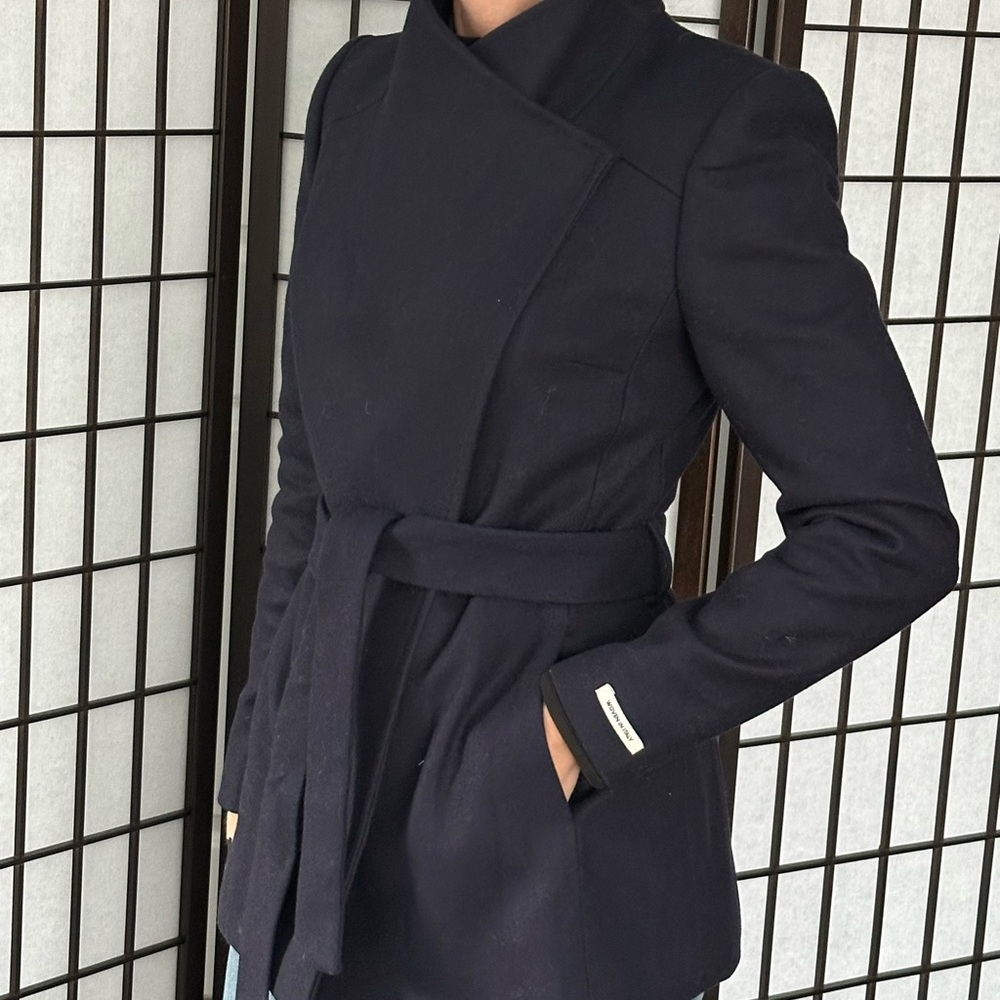 Ted Baker Dark Navy Wool Wrap Coat